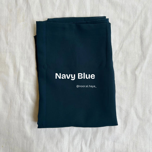 2 meter heavy Malaysian chiffon hijab in navy blue by Noor Al Haya