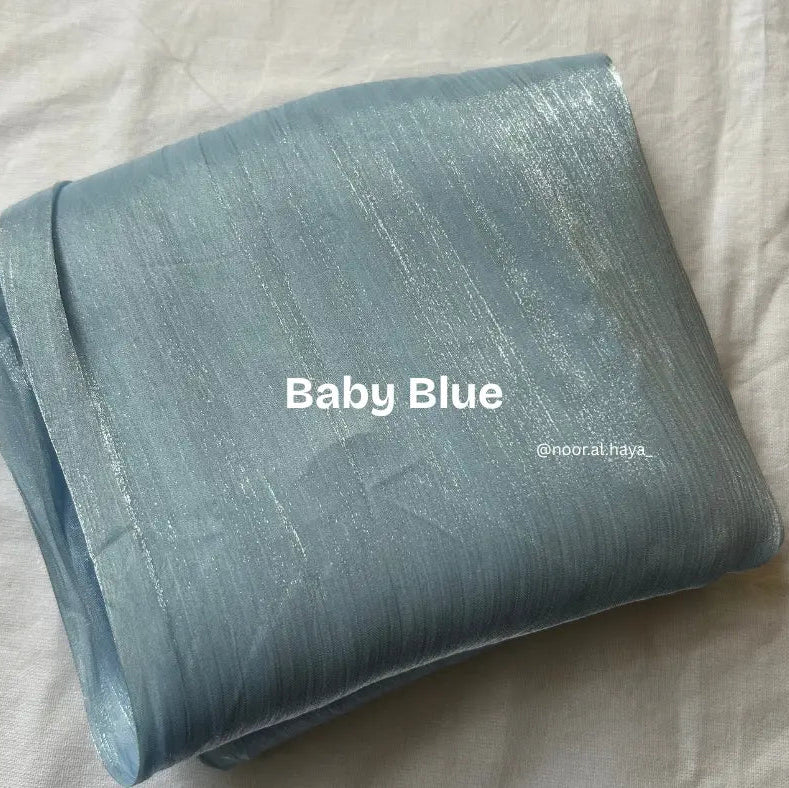 2 meter baby blue shimmer organza hijab by Noor Al Haya