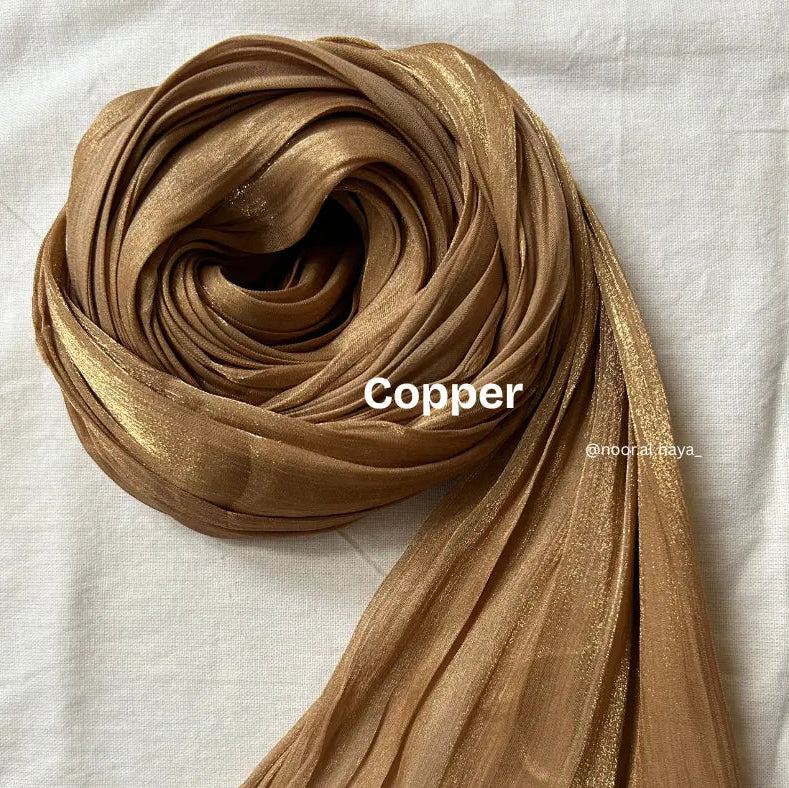 2 meter copper shimmer organza hijab by Noor Al Haya