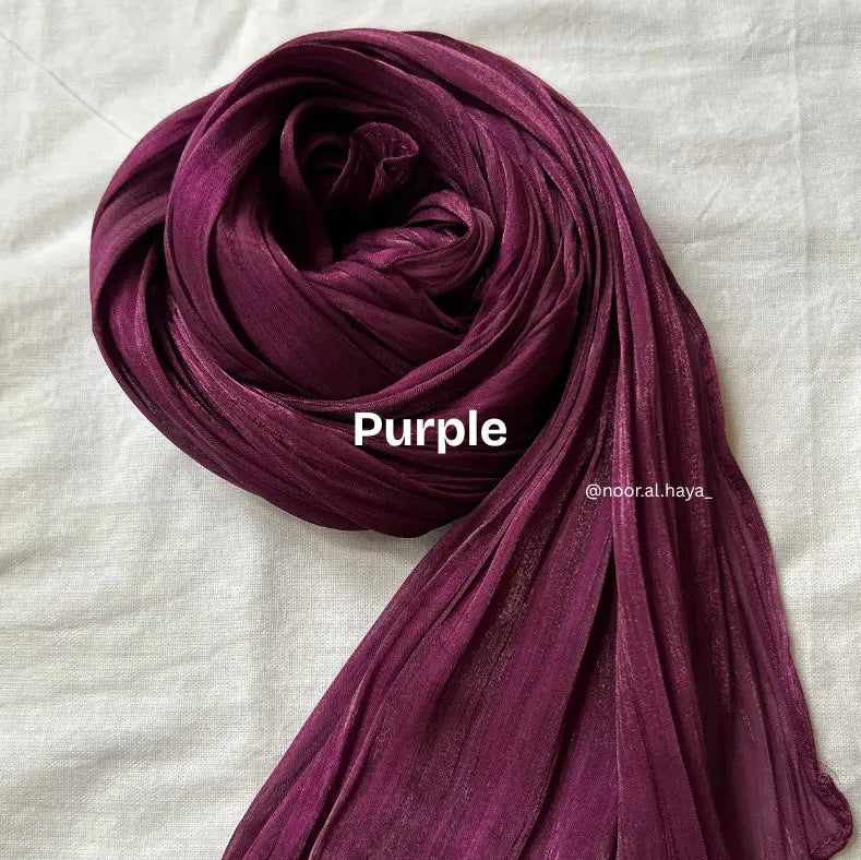 2 meter purple shimmer organza hijab by Noor Al Haya