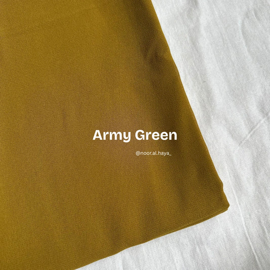 2 meter heavy Malaysian chiffon hijab in army green by Noor Al Haya
