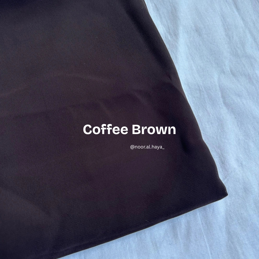 2 meter heavy Malaysian chiffon hijab in coffee brown by Noor Al Haya