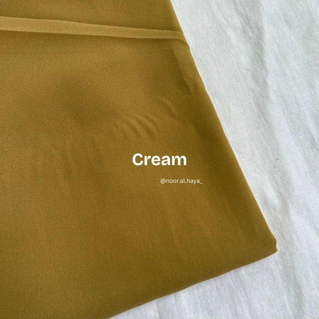 2 meter heavy Malaysian chiffon hijab in cream by Noor Al Haya