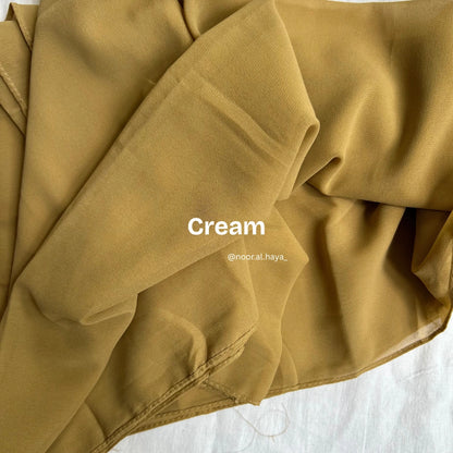2 meter heavy Malaysian chiffon hijab in cream by Noor Al Haya