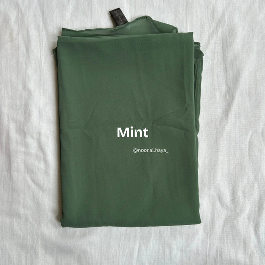 2 meter heavy Malaysian chiffon hijab in mint by Noor Al Haya