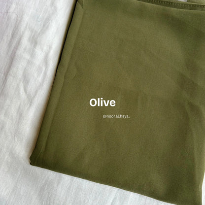 2 meter heavy Malaysian chiffon hijab in olive by Noor Al Haya