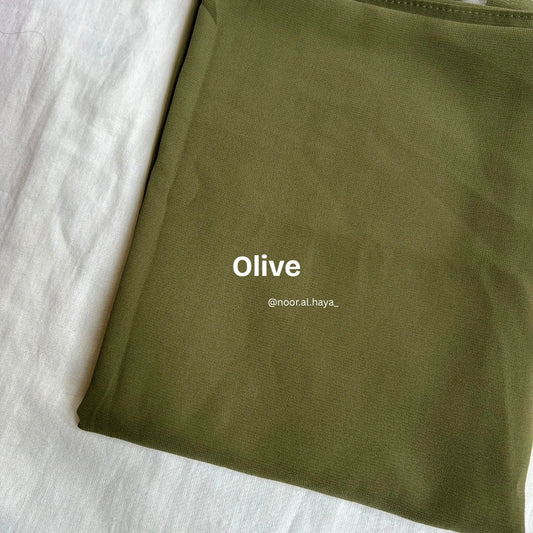 2 meter heavy Malaysian chiffon hijab in olive by Noor Al Haya