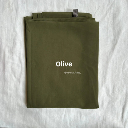 2 meter heavy Malaysian chiffon hijab in olive by Noor Al Haya