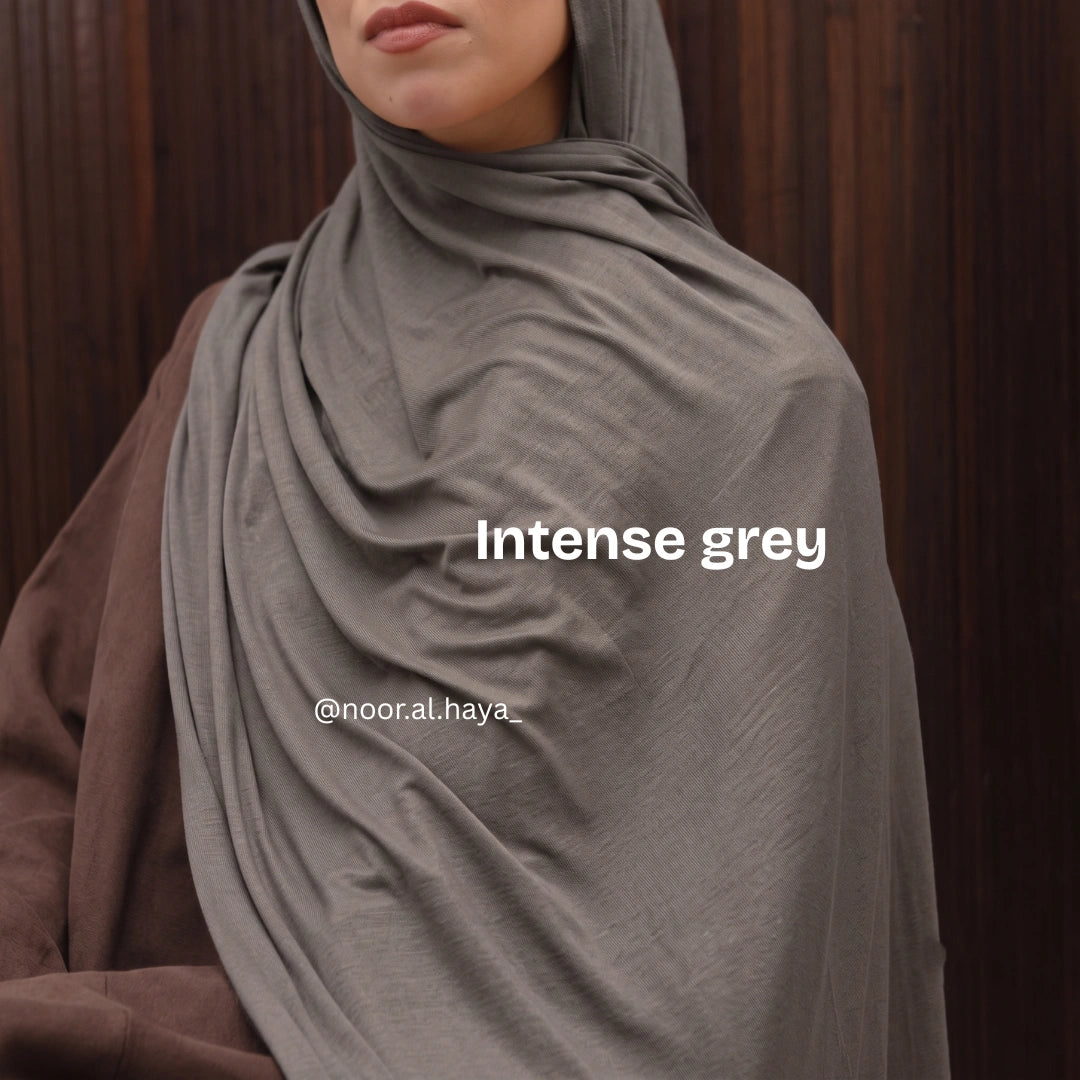 Luxe Jersey Hijab – Intense Grey | Soft & Elegant
