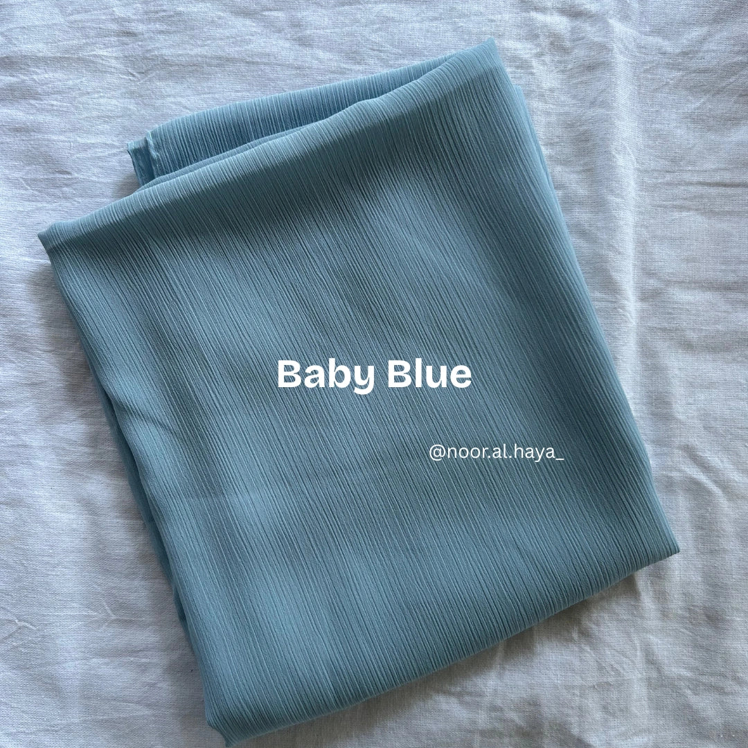 Premium georgette hijab in baby blue by Noor Al Haya