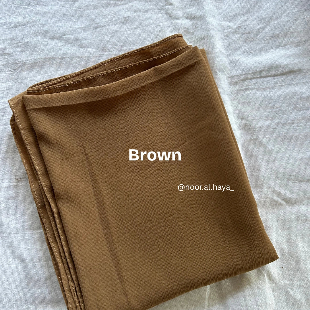 Premium georgette hijab in brown by Noor Al Haya