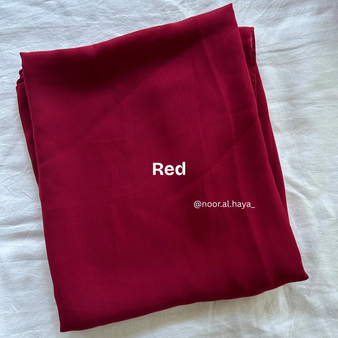 Premium georgette hijab in red by Noor Al Haya