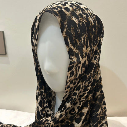mannequin wearing wild animal print hijab